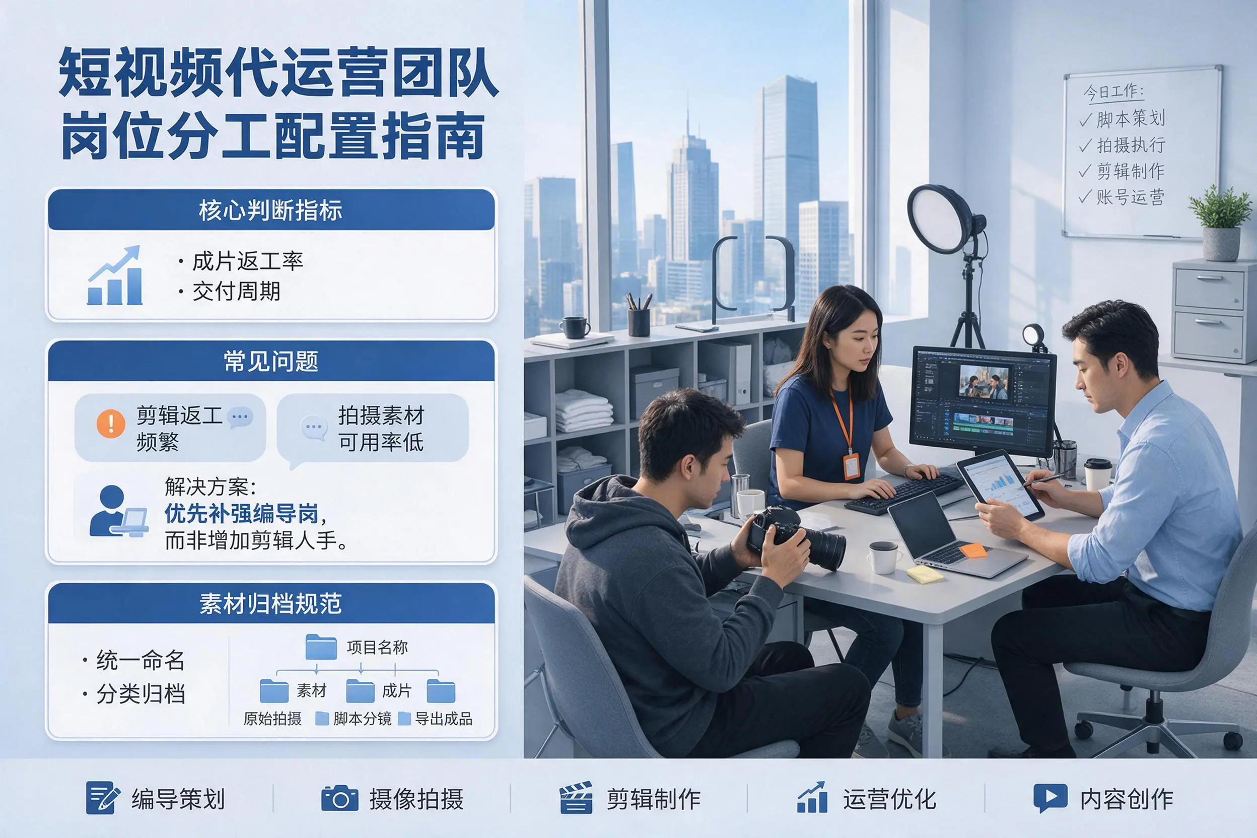短视频代运营团队如何配置?张掖企业岗位分工科普说明