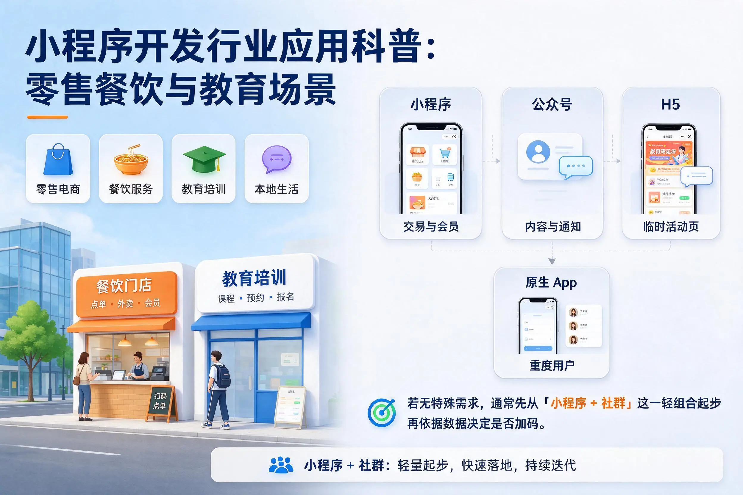 张掖小程序开发行业应用科普:零售餐饮与教育场景