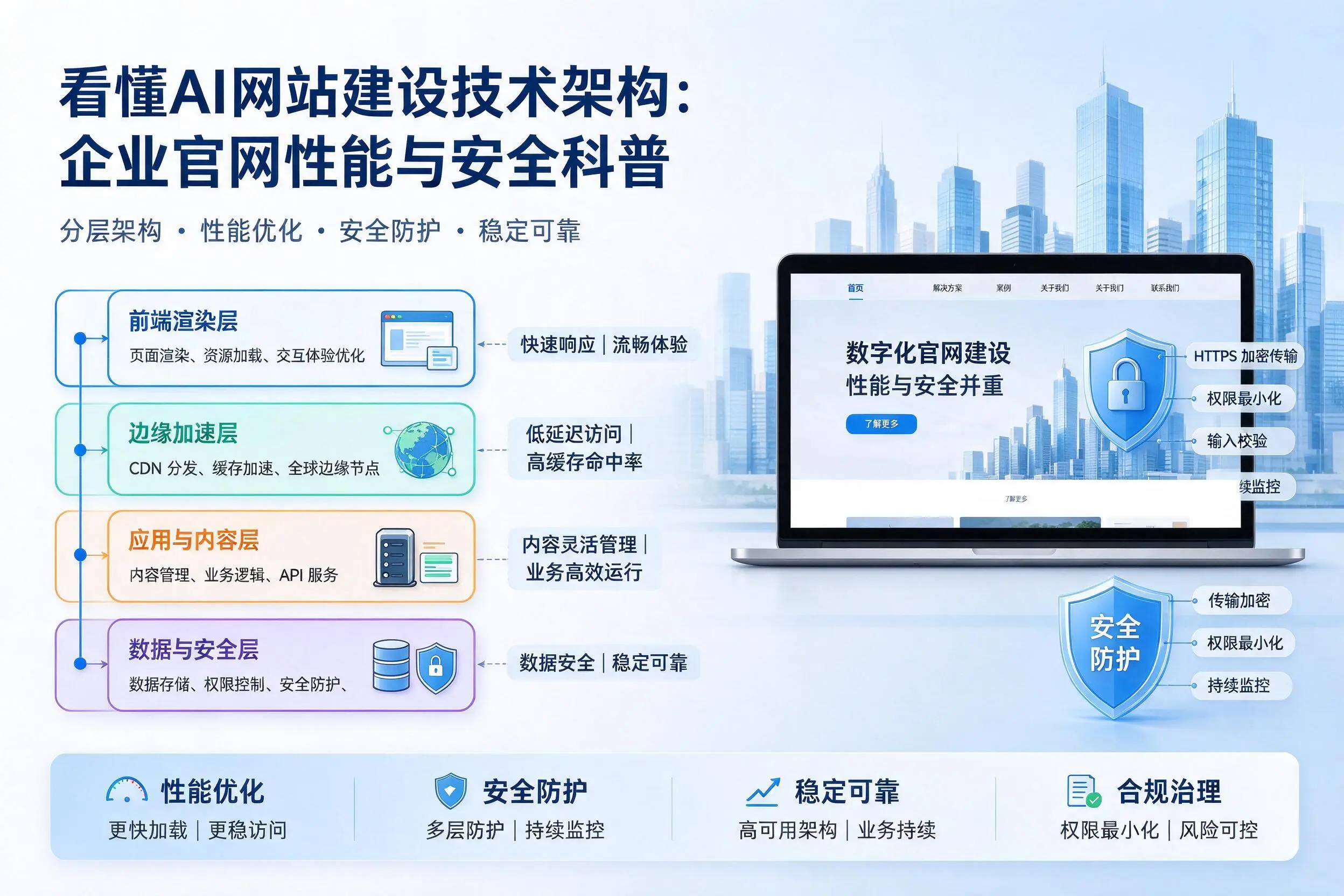 看懂AI网站建设技术架构：张掖企业官网性能与安全科普