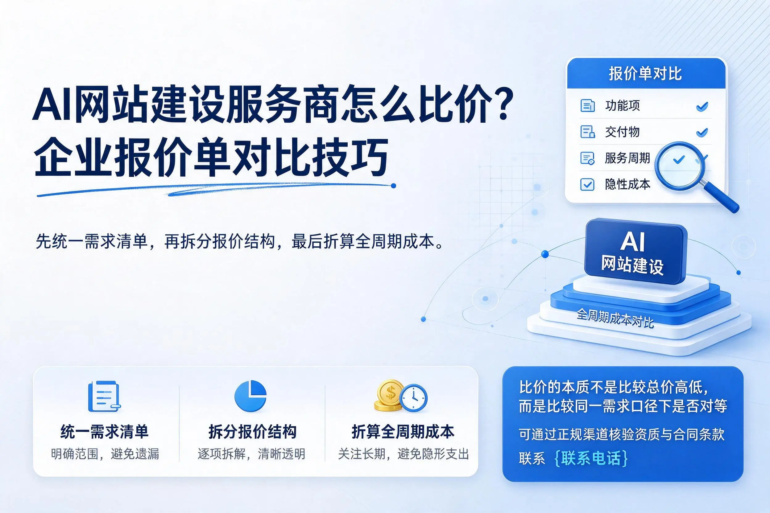AI网站建设服务商怎么比价?张掖企业报价单对比技巧