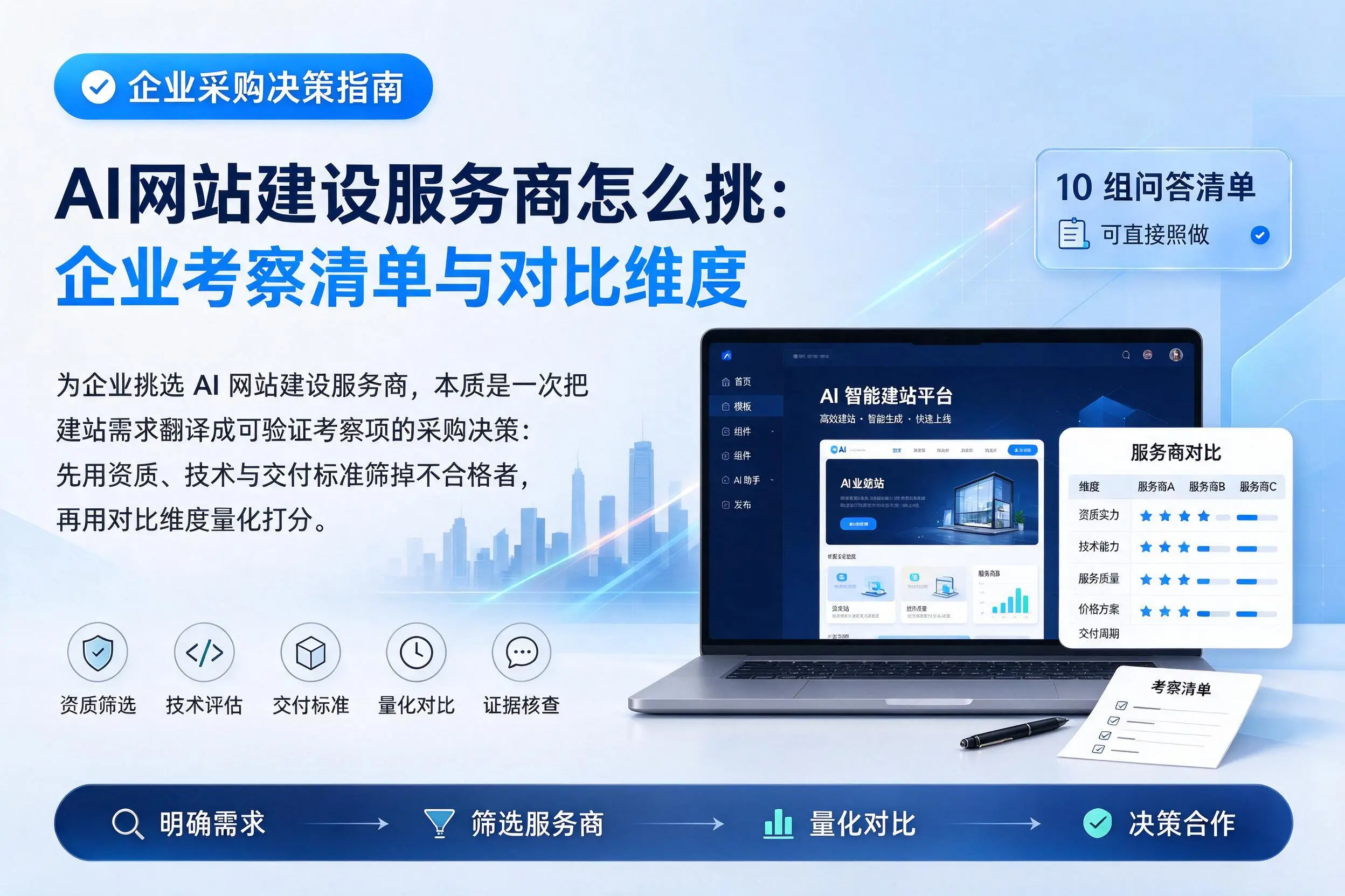 AI网站建设服务商怎么挑：张掖企业考察清单与对比维度