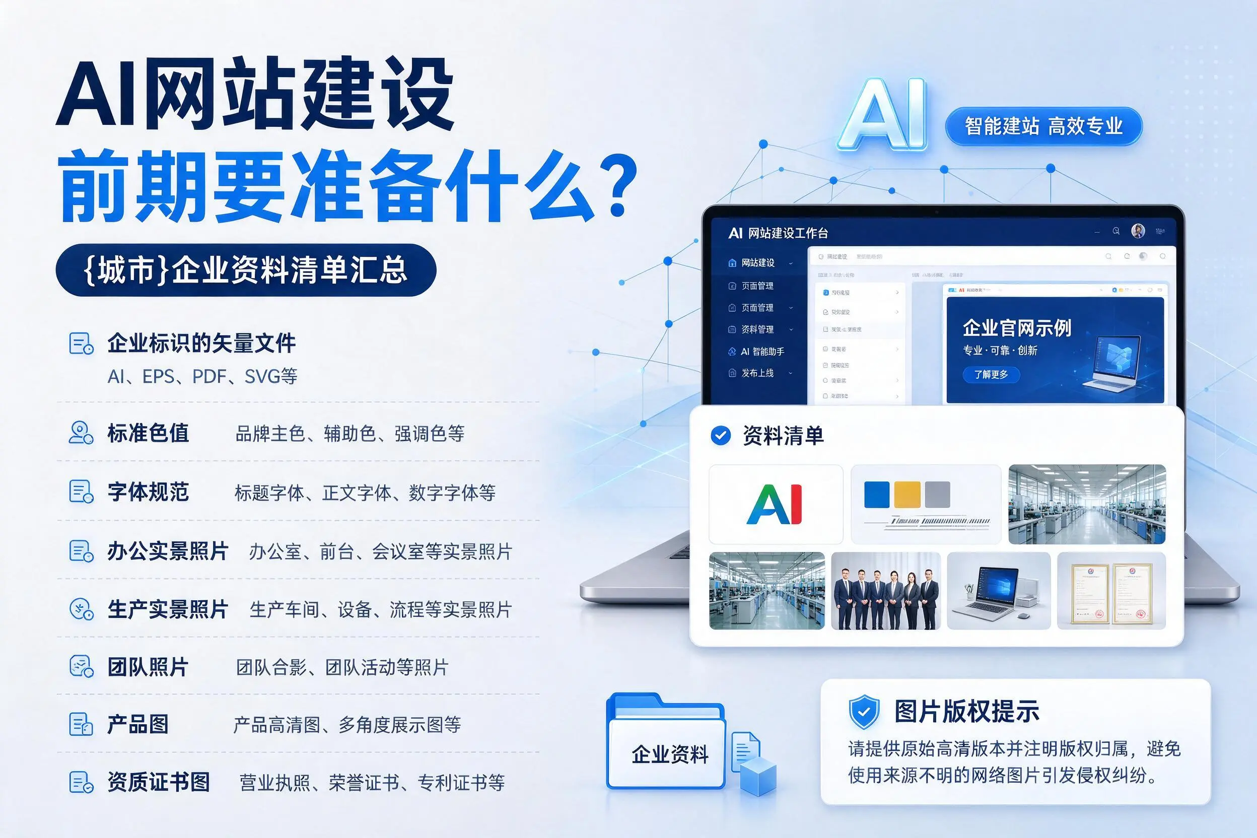 AI网站建设前期要准备什么？张掖企业资料清单汇总