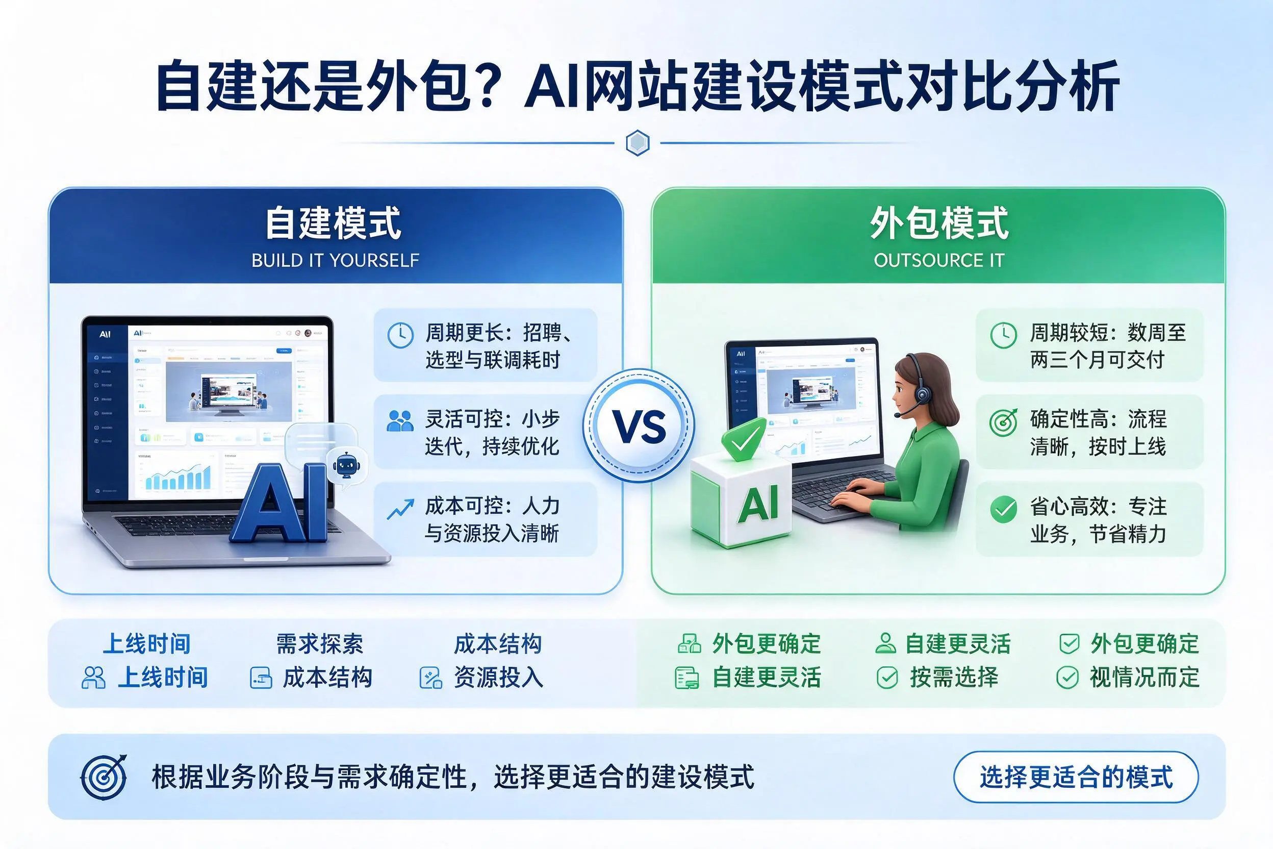 自建还是外包?张掖AI网站建设模式对比分析